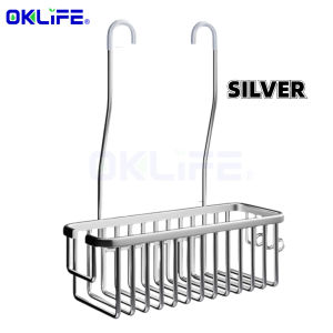 [OKLIFE]Space Aluminum No-Drill Shower Caddy Basket Wall-Mounted Hanging Shelf for Bathroom Rustproof Bathroom Hanging Shelf Home