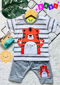 Setelan baju bayi anak laki laki motif karakter TIGER SALUR usia bayi 3-18bulan - Lazkids Fashion.