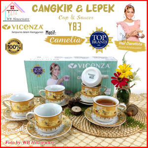 VICENZA 6 pasang cangkir set  motif camelia / tea set cup and saucer porcelain Y83