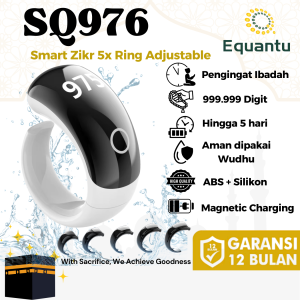 Equantu SQ976 Cincin Tasbih Digital Zikir Wireless Charging Layar OLED Pengingat Sholat Anti Air