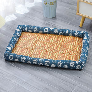 Natural Rattan Pet Bed Summer Cooling Mat Anti-Slip Cat Dog Pad Tempat Tidur Kucing Comfortable and Waterproof