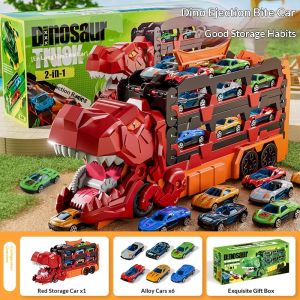 Tyrannosaurus Rex Dinosaur Swallowing Track Toy Car Transforming Launching Car Toys for Boy Gift