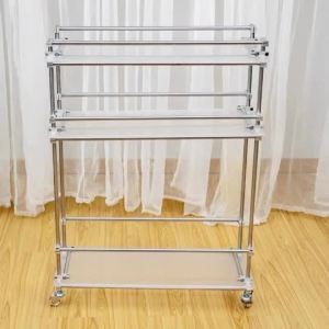 Sacesr Acrylic Storage Racks Modern Minimalist Shelf Wheeled Movable Stand Indoor Multifunctional Household Storage Collect Gadget 9T1N6