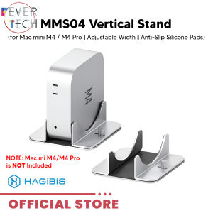 HAGIBIS MMS04 Vertical Stand for Mac mini M4 / M4 Pro | Adjustable Width Aluminum Holder Anti-Slip Silicone Pads Space-Saving Design Enhanced Airflow & Tool-Free Setup