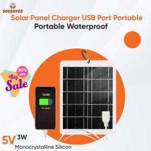 5W High Efficiency Solar Panel Charger - Portable Monocrystalline USB Power for Phone Camera RV Marine Outdoor