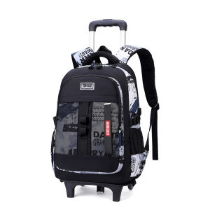 milu Natural Fish New Primary School Student Trolley Schoolbag Mens Large Capacity Burden Reduction Detachable Backpack