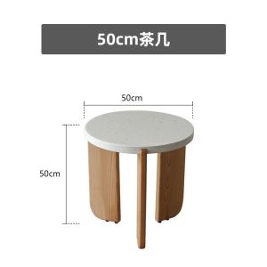 Terrazzo Coffee Table Living Room Home Small Apartment Solid Wood Small Table Silent Style round Tea Table Modern Minimalist Tea Table