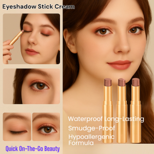 Twist-Up Cream Eyeshadow Stick Waterproof Long-Lasting Hypoallergenic for Sensitive Eyes Easy Blend Crease-Proof Daily Natural Makeup