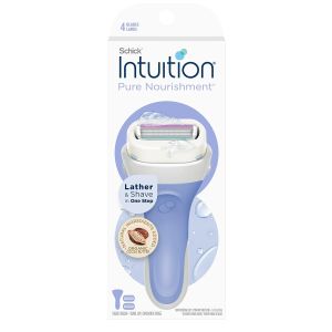 Dao cạo râu Schick Intuition Pure dành cho phụ nữ 1 Dao cạo & 2 Lưỡi dao cạo thay thế Intuition với bơ cacao hữu cơ