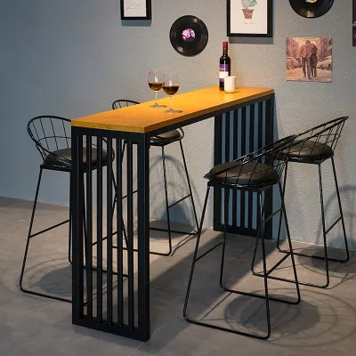 Solid wood bar table home long table against the wall Nordic leisure bar table high bar tables and chairs wrought iron simple long table.