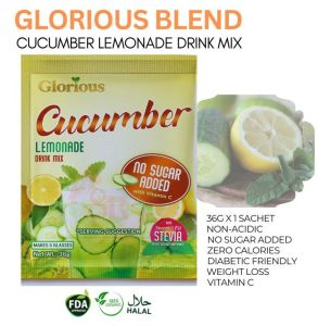 Glorious Blend Cucumber Lemonade 36g No Sugar Added with Vitamin C Zero Calories 1 Sachet