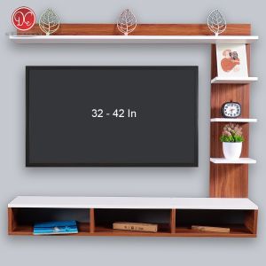 Dections Set Furniture Rak TV Dinding Minimalis / Meja TV Tempel Dinding 32-42 In 120 cm Woodgrain
