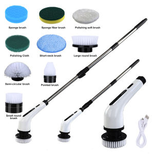 Electric Brush Cleaner Automatic Brush Cleaning for Bathroom Rechargeable Scrubber for Bathroom Toilet Brush Cordless Electric Cleaning Brush 8-in-1