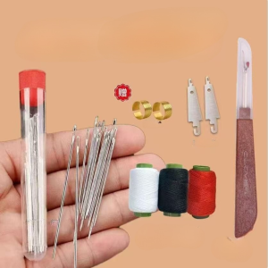ชุดเครื่องมือตัดเย็บเข็มเหล็กตาข่ายขนาดใหญ่ ชุดเครื่องมือเย็บผ้า มีหัวทั้งสองข้าง ครัวเรือน ใช้งานได้จริง เข็มตาใหญ่