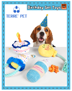 FOFOS Birthday Set Dog Toys Milkshake Balloon Cake Hat Dog Toy Pet Toy