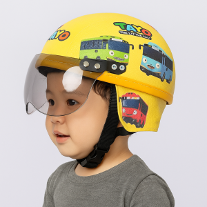 Helm Anak Lucu Motif Tayoo Kuning Polos