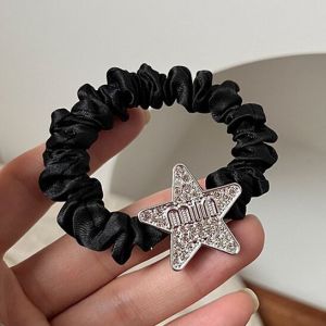 DKC Jewelry Simple Temperament Black Scrunchies for Women Love Five Star Miumiu Arc De Triomphe Hair Rope for Girl Korea Fashion Cheap Hair Ring for Student Gift Jewelry