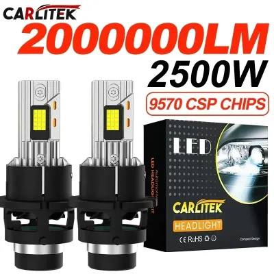 หลอดไฟหน้ารถยนต์ LED D2S D4S D2R D4R ไฟรถยนต์ LED กำลังสูง 2500W 1:1 เสียบและใช้งานได้ทันที ชิป CSP 9570 หลอดไฟเทอร์โบ 6000K สีขาว