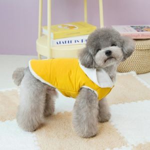 T6DA Windproof Dog Warm Clothes Winter Plush Dog Hiking Jacket Cute Adjustable Pet Clothes for Small Medium Dog