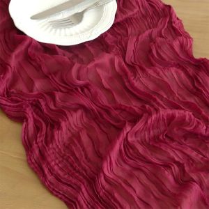 Cheese Table Runner Pleated Fabric Bohemian Style Balinese Gauze Dining Tablecloth Wedding Party Decoration
