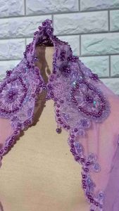Selendang Pesta Slendang Mutiara Lilac & Akad Nikah Elegan