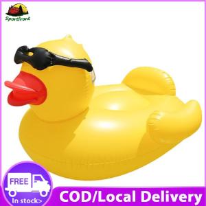 PVC Sunglasses Big Duck Row Wear Resist Folding Duck Water Lounger Leak Proof Inflatable Yellow Duck Seat for Home Pool