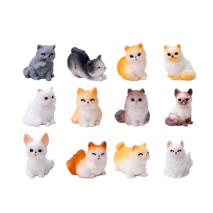 12PCS Simulation Resin Cats Model Figurine Safe Desktop Ornament Accessories For Creative Garden Landscape Display