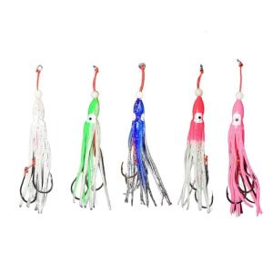 5Pcs Glowing Octopuses Baits Silicones Glowing Octopuses Squid Skirt Trolling Swimbait for Saltwater Freshwater Fishing