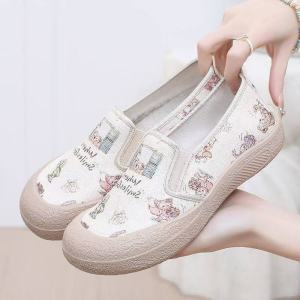 Free Shipping WomenS Spring New Fashion Breathable Canvas Shoes Versatile And Non-Slip Casual Slip-On Flats