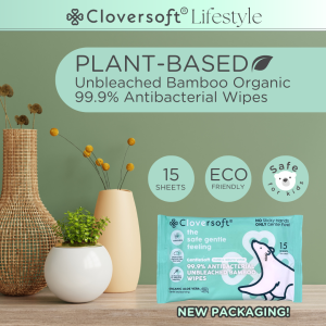 [Cloversoft Official] Unbleached Bamboo Antibacterial Wet Wipes [15sheets]