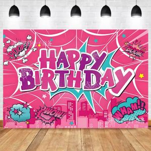 New Pink Childrens Birthday Game Photo Theme Photography Background Cloth Scene Decoration Banner