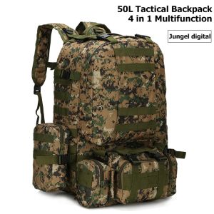 Ba Lô Chiến Thuật 50L Ba Lô Quân Sự Cho Nam Túi Chiến Thuật Thể Thao Molle 4 Trong 1 Ba Lô Quân Đội Leo Núi Đi Bộ Đường Dài Ngoài Trời Túi Cắm Trại