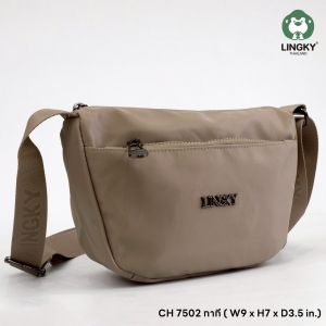 Lingky กระเป๋าสะพายข้าง ผ้าไนล่อนอย่างดี ขนาดปากกระเป๋า 9" มีช่องซิป 3 ช่อง กันละอองน้ำเล็กน้อย (CH 7502)