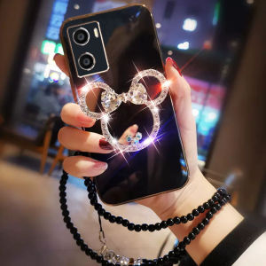 Phone Case For OPPO A57 2022 A77S A77 5G A92 A52 A31 A53 2020 With Mirror & Long Lanyard