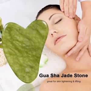 [100% Asli] 1Pcs Alat Pijat Wajah Terapi Muka Batu Jade Giok Gusah Asli Alami MASSAGE MASSAGER STONE