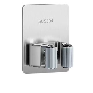 SUS304 Stainless Steel Wall-Mounted Mop Holder with No-Drill Installation