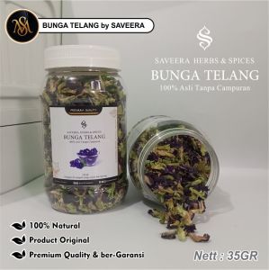 BUNGA TELANG KERING TEH BIRU non - BUBUK ( Blue Pea / Butterfly Pea ) / TEH HERBAL DAUN TELANG ASLI