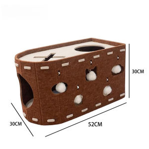 BHQ PET รังกระดานขูดแมวสักหลาด บ้านแมว ของเล่นแมว ที่นอนสัตว์เลี้ยง สักหลาด อุโมงค์แมว มีรูมุด สำหรับมุดเล่น