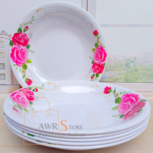 Promo Piring Makan Melamin Motif Rose Diameter 23cm