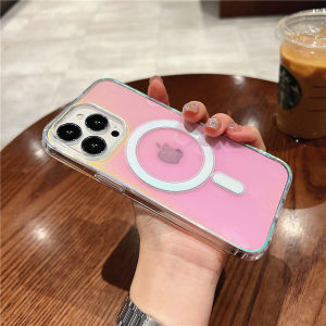 CrashStar MagSafe Colorful Transparent Shockproof Hard Phone Case For iPhone 17 16 15 14 Pro Max Plus 13 12 11 Pro Max Air Plus Wireless Charging Fashion Luxury Clear Phone Casing Laser Aurora Phone Cover Shell Hot Sale