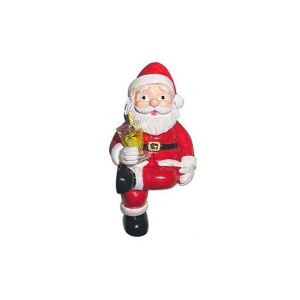 TEWUB Bright Red Santa Resin Figurine Resin Craft Drinking Pose Christmas Drinking Statue Glass Cup Decoration Durable Material Xmas Tabletop Decor Office Desk