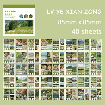 JIANWU 40Sheets INS Aesthetic Landscape Sticker Book DIY Journal Decoration Art Scrapbooking Material Kawaii Stationery Stickers