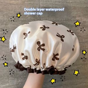 Taidu hai lớp mũ tắm nhà không thấm nước nữ bộ đồ tắm người lớn trẻ em tóc thiết lập sử dụng nhà bếp dầu khói mặt nạ