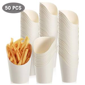 House of EQA Fries and Egg Waffle Cup 50PCS Food Holder Cup 400mL Disposable Paper Cup Thick Food Kraft Paper Food Holder and Storage Take Out Food Holder Food Grade Material Oil Proof with Oblique Mouth Opening Available in 3 Colors Paper Food Holder