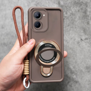 เคส PBZZ 3 IN 1 สำหรับ Realme C33 c30s c30 c31 c35 c55 5g REALME C55 10 4g เคสศัพท์แบบนุ่มกันกระแทก ดีไซน์ใหม่สวยงามน่ารักพร้อมที่ยึดและสายคล้องสีน้ำตาล JTXMSZJ02