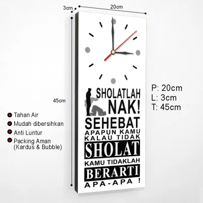 Jam Dinding motivasi islami sholatlah Nak Dekorasi Hiasan Ruang tamu tempel tembok solatlah nak