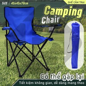 CC4545 BG - Ghế cắm trại gấp di động với giá đỡ cốc tựa tay túi đựng ghế xếp thư giãn giữa trưa
