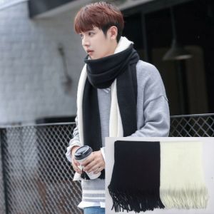 THANKSKY Phong cách Hàn Quốc Khăn quàng cổ Cashmere cho nam Dày Chống gió Khăn choàng cổ mùa đông Thời trang Mềm Khăn Quàng Cổ Tua Rua len dài Nữ/Nam