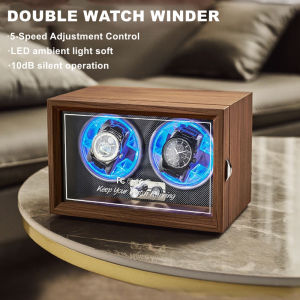 SG STOCK Automatic Watch Winder Double Head Electric Motor Watch Storage Boxes Winding Box With Led Light