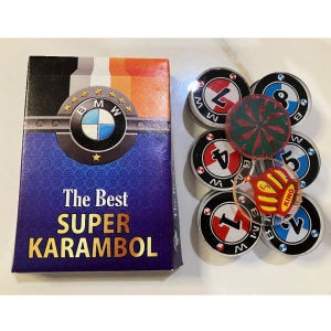 Biji Karambol Super Diameter Besar / Jumbo Motif BMW / Random | koin krambol 2 lapis tebal 5 mm original | 1 set buah kerambol 5mm glossy | coin bola carambol | anak carrom games
